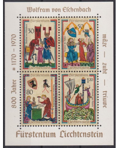 F-EX44951 LIECHTENSTEIN MNH 1970 ART MEDIEVAL MINIATURE SHIP MUSIC HERALDRY.