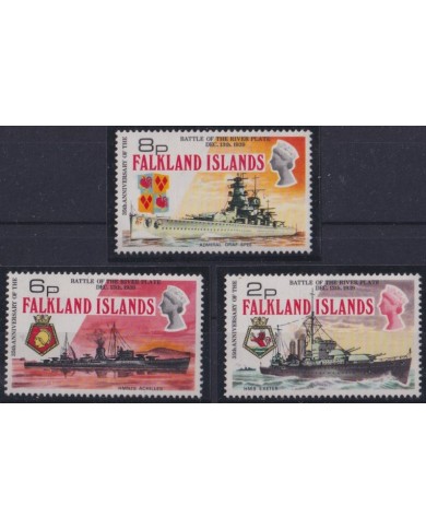 F-EX40089 FALKLAND IS MNH 1974 RIVER PLATE BATTLE SHIP (NO COMPLETE).