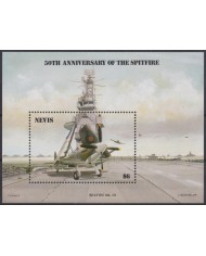 F-EX46989 NEVIS MNH 1986 50th ANNIV SPITFIRE WAR AIRPLANE SEAFIRE.