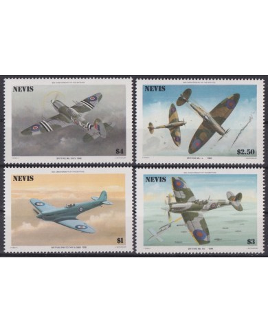 F-EX46994 NEVIS MNH 1986 50th ANNIV SPITFIRE WAR AIRPLANE SEAFIRE.