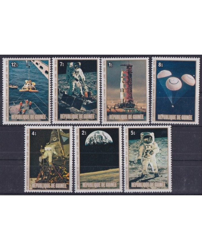 F-EX46998 GUINEE GUINEA MNH 1979 10th ANIV OF MAN IN MOON COSMOS ASTRONOMY.
