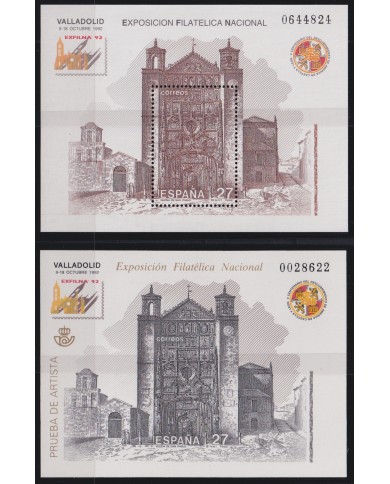F-EX45190 SPAIN MNH 1992 EXFILNA DISCOVERY ARTIST PROOF CHURCH ARCHITECTURE.