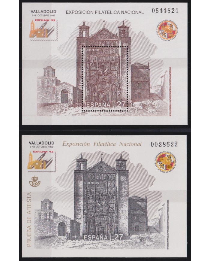 F-EX45190 SPAIN MNH 1992 EXFILNA DISCOVERY ARTIST PROOF CHURCH ARCHITECTURE.