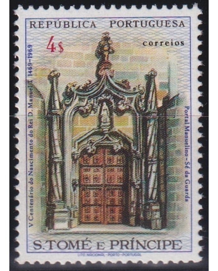 F-EX45204 SAO TOME I PRINCIPE MNH 1969 V CENT OF KING MANUEL CHURCH ARCHITECTURE.