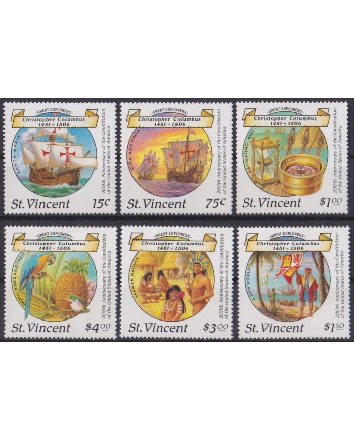 F-EX46966 ST VINCENT MNH 1988 DISCOVERY COLON COLUMBUS SHIP BARCOS.