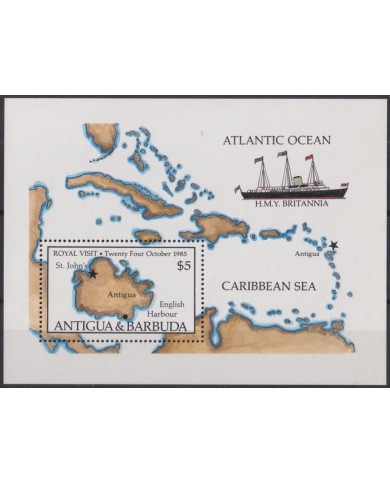 F-EX46963 ANTIGUA & BARBUDA MNH 1985 ROYAL VISIT HMY BRITANIA SHIP BARCOS.