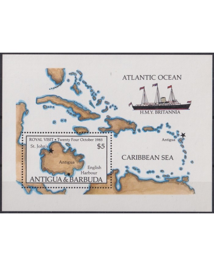 F-EX46963 ANTIGUA & BARBUDA MNH 1985 ROYAL VISIT HMY BRITANIA SHIP BARCOS.