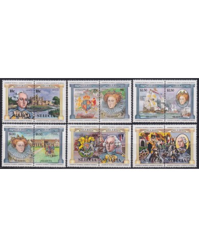 F-EX47105 ST LUCIA MNH 1994 KING & QUEEN OF ENGLAND WAR BATTLESHIP.