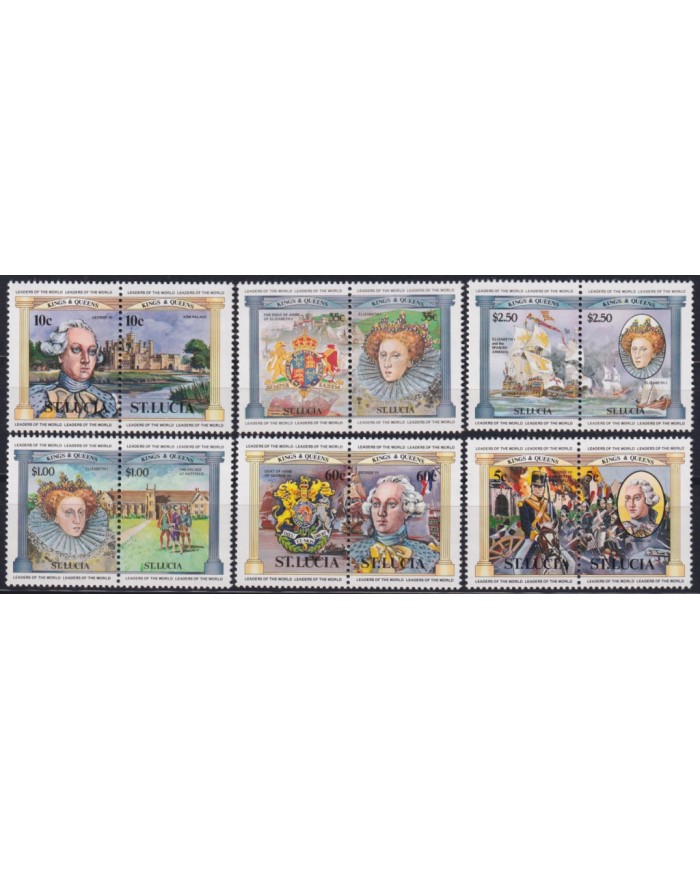 F-EX47105 ST LUCIA MNH 1994 KING & QUEEN OF ENGLAND WAR BATTLESHIP.
