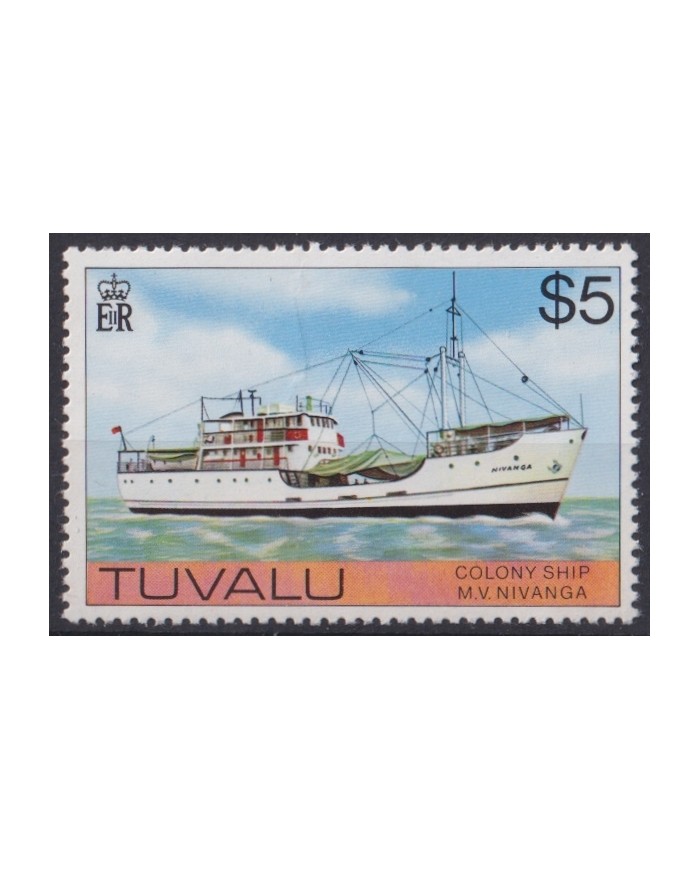 F-EX47070 TUVALU MNH 1976 5$ COLONY SHIP M V NIVANGA SHIP BARCO.