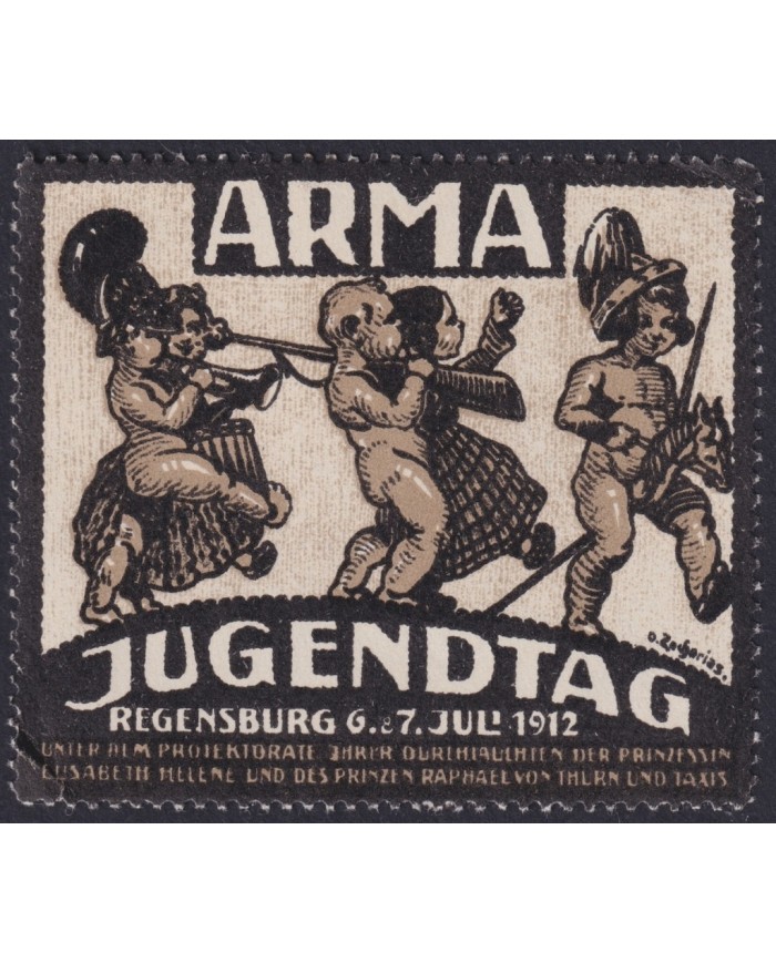F-EX17530 GERMANY 1912 CINDERELLA 60x51mm CHILDREN ARMA JUGENDTADG