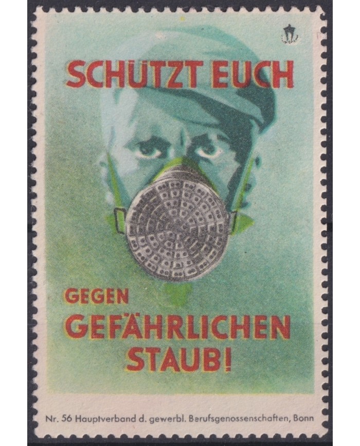 F-EX17535 GERMANY CIRCA 1950 CINDERELLA 40x59mm ATHOMIC WAR MILITAR WHIT MASK