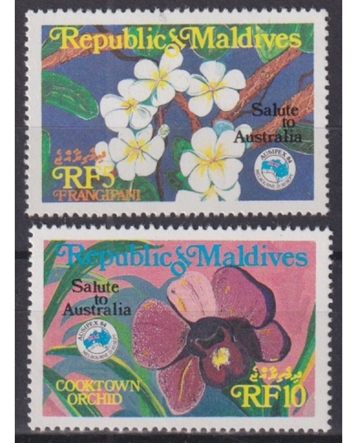F-EX47094 MALDIVES MNH 1984 AUSIPEX PHILATELIC EXPO FLOWER FLORES.