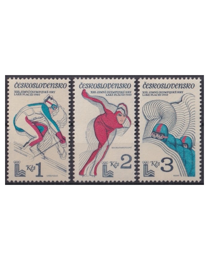 F-EX45152 CZECHOSLOVAKIA MNH 1980 OLYMPIC GAMES LAKE PLACID SKI SKITING.