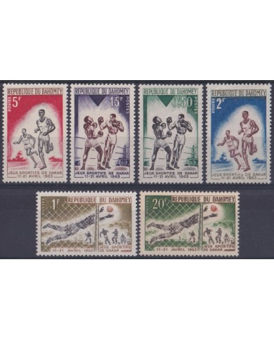 F-EX44993 DAHOMEY MNH 1963 DAKAR SPORT GAMES MONTREAL SOCCER BOXING ATHLETISM RUNNING.