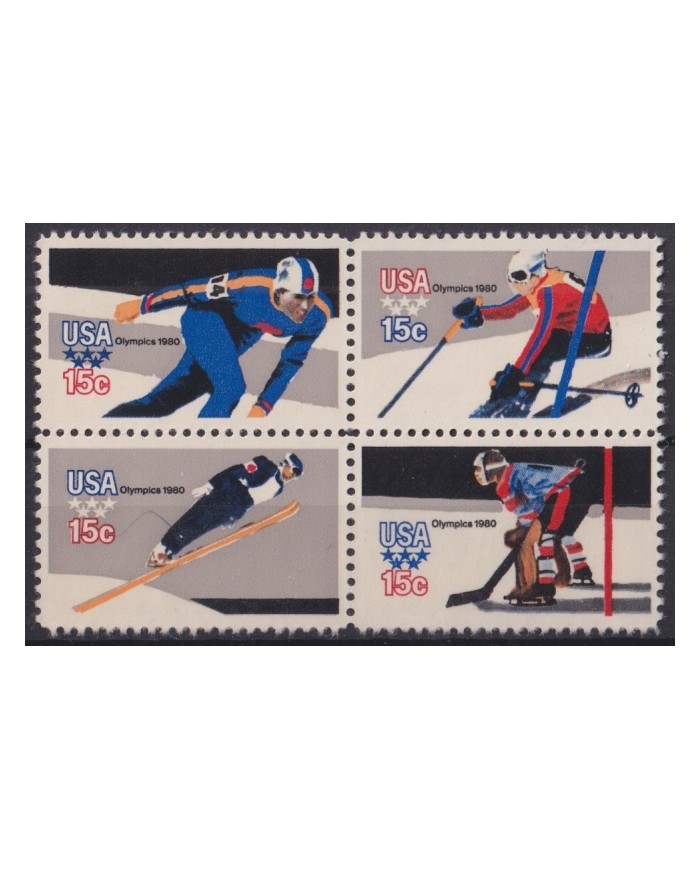 F-EX45154 USA US MNH 1980 WINTER OLYMPIC LAKE PLACID SKI SKITING.