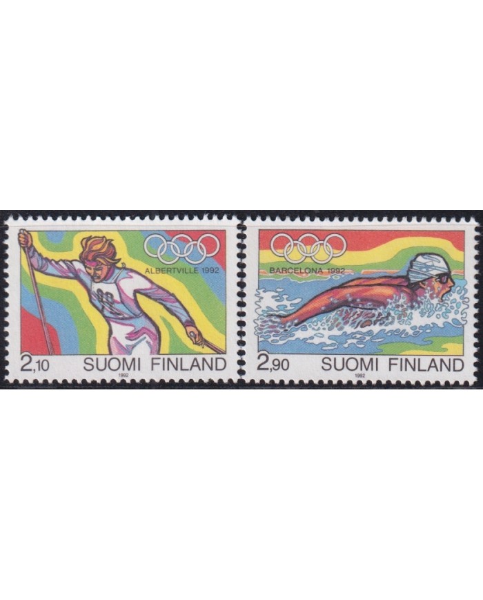 F-EX45178 FINLAND SOUMI MNH 1992 BARCELONA ALBERTVILLE WINTER OLYMPIC GAMES SKI.