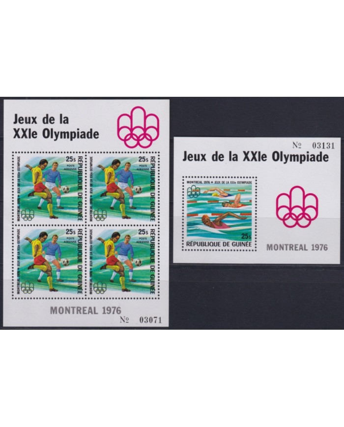 F-EX45379 GUINEA MNH 1976 OLYMPIC GAMES FOOTBALL SOCCER SWIMMING.