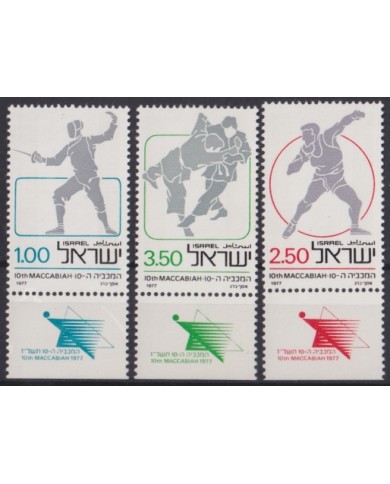 F-EX44973 ISRAEL MNH 1977 MACCABIAH GAMES TENNIS JUDO FENCING ATHLETISM.