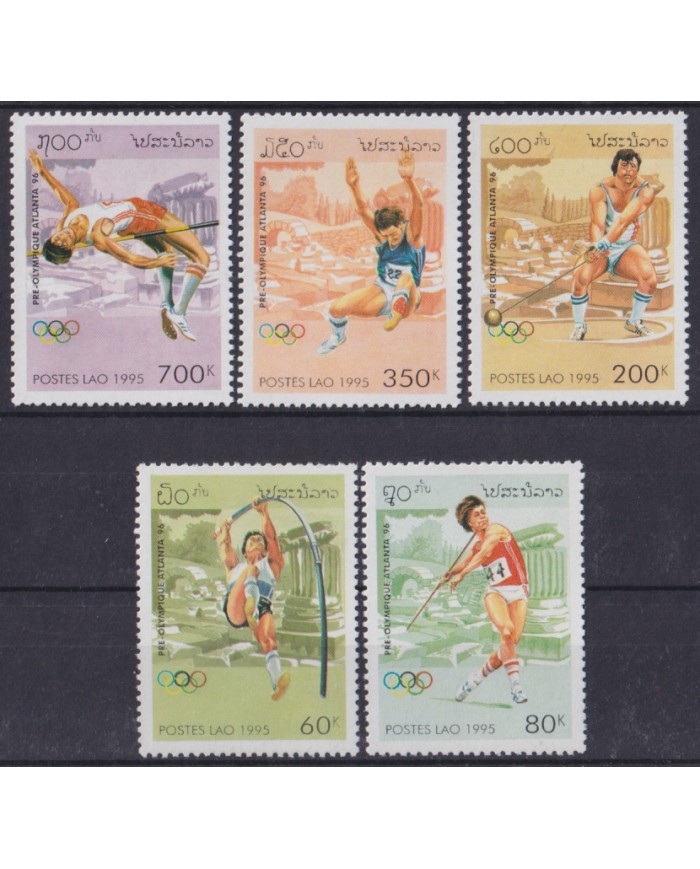 F-EX44985 LAOS MNH 1995 ATLANTA OLYMPIC GAMES ATHLETISM JAVELIN RUNNING.