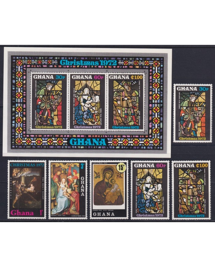 F-EX45276 GHANA MNH 1972 CHRISTMAS NAVIDAD ART GLASS PAINTING RELIGION.