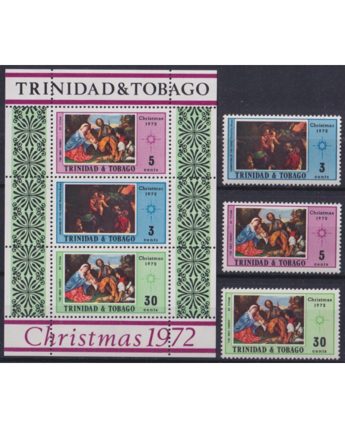 F-EX45221 TRINIDAD & TOBAGO MNH 1972 CHRISTMAS NAVIDAD TITIAN ART PAINTING RELIGION.