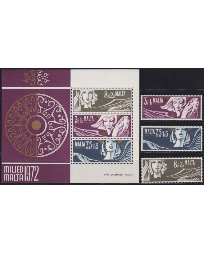 F-EX45019 MALTA MNH 1972 CHRISTMAS NAVIDAD DRAWING ART WOMAN RELIGION.