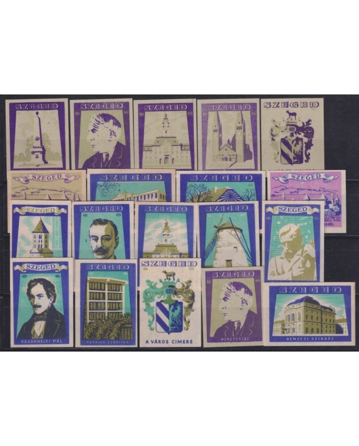F-EX17553 HUNGARY MATCHES SZEGED 1950-60 CINDERELLA STAMPS LOT