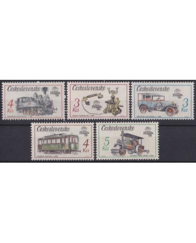 F-EX47008 CZECHOSLOVAKIA MNH 1988 RAILROAD TRAIN RAILWAYS AUTOMOVIL AUTO.