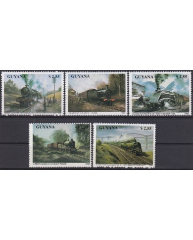 F-EX47023 GUYANA MNH 1990 GREAT RAILROAD RAILWAYS TRAIN LOCOMOTIVE.
