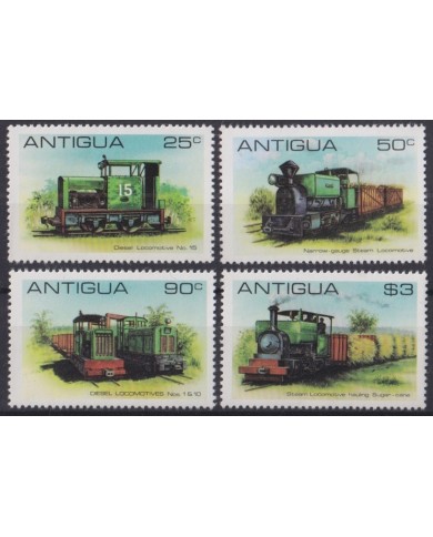 F-EX47026 ANTIGUA MNH 1981 RAILROAD FERROCARRIL SUGAR CANE CAÑA DE AZUCAR.