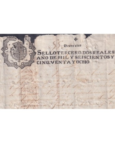 1648-PS-2 ESPAÑA SPAIN REVENUE SEALLED PAPER PAPEL SELLADO 1648 SELLO 3ro.