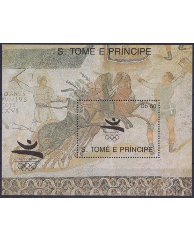 F-EX46913 SAO TOME I PRINCIPE MNH 1989 OLYMPIC BARCELONA ARCHEOLOGY EQUESTRIAN.