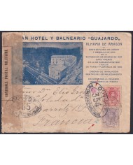 F-EX46410 SPAIN ESPAÑA 1916 CENSORSHIP ALHAMA DE ARANGON ILLUSTRATED COVER.