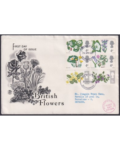 F-EX45419 ENGLAND UK FDC 1967 FLOWERS WITH & WITHOUT PHOSPHORLINE.