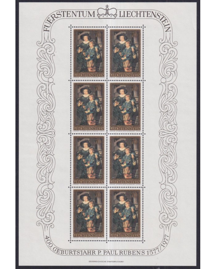 F-EX43855 LIECHTENSTEIN MNH 1977 400th ANNIV RUBENS ART PAINTING.