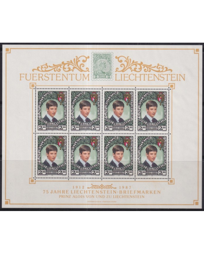 F-EX43854 LIECHTENSTEIN MNH 1987 HEREDITARY PRINCE ALOIS SHEET.