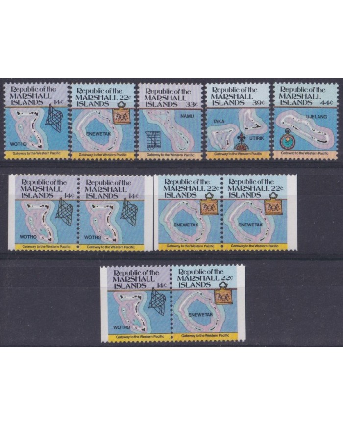 F-EX44180 MARSHALL IS MNH 1984-86 MAP OF ISLAND SHIP BARCOS.