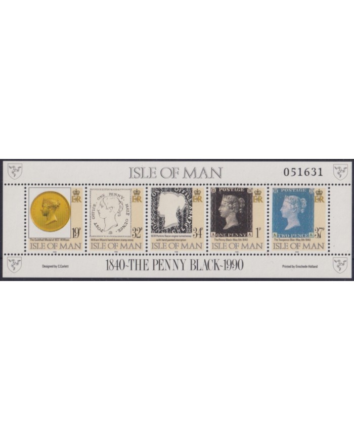 F-EX44720 MAN IS MNH 1990 150th ANNIV PENNY BLACK ROWLAND HILL.