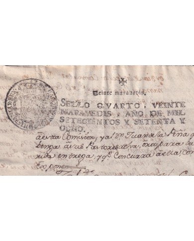 1778-PS-15 ESPAÑA SPAIN REVENUE SEALLED PAPER PAPEL SELLADO 1778 SELLO 4to.