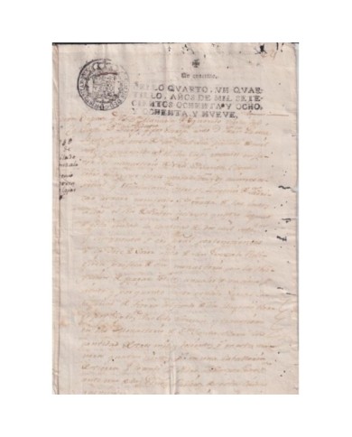 1789-PS-1 ESPAÑA SPAIN REVENUE SEALLED PAPER PAPEL SELLADO 1789 SELLO 4to.