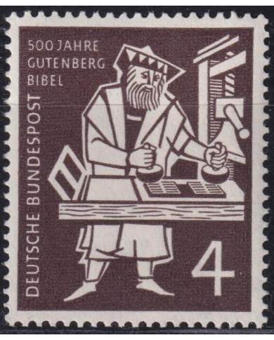 F-EX47177 GERMANY 1954 MLH 500th ANNIV JOHANNES GUTENBERG.