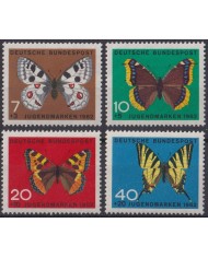 F-EX47286 GERMANY MLH 1962 YOUNTH WELFARE BUTTERFLIES MARIPOSAS PAPILLON.