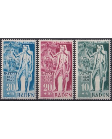 F-EX47195 GERMANY BADEN 1949 MNH CENT OF SURRENDER OF RASTATT CARL SCHURZ.