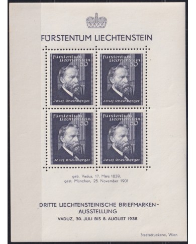 F-EX46783 LIECHTENSTEIN MH 1938 STAMPS EXHIBITION JOSEF RHEINBERGER.