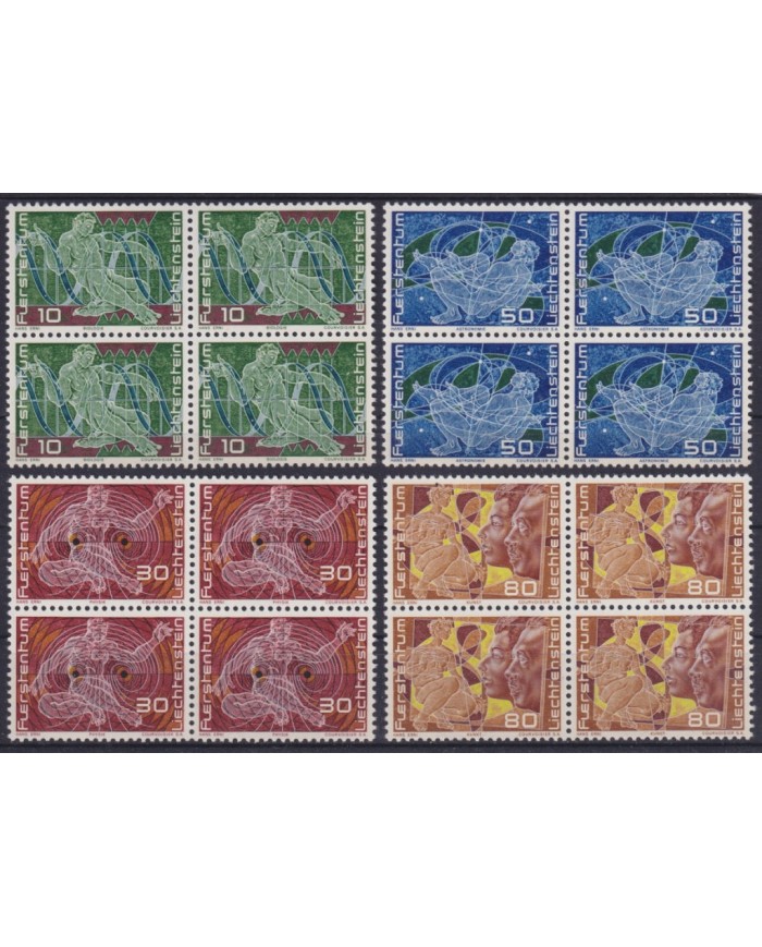 F-EX47325 LIECHTENSTEIN MNH 1969 250th ANNIV SCIENCE ASTRONOMY PHISIC BIOLOGY BLOCK4.