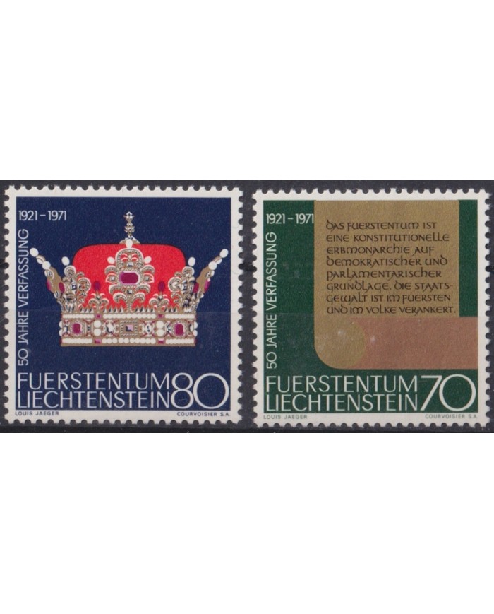 F-EX47364 LIECHTENSTEIN MNH 1971 50th ANNIV CONSTITUTION CROWN.