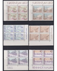 F-EX47389 LIECHTENSTEIN MNH 1972-73 LANDSCAPE CORNER SHEET BLOCK 4.