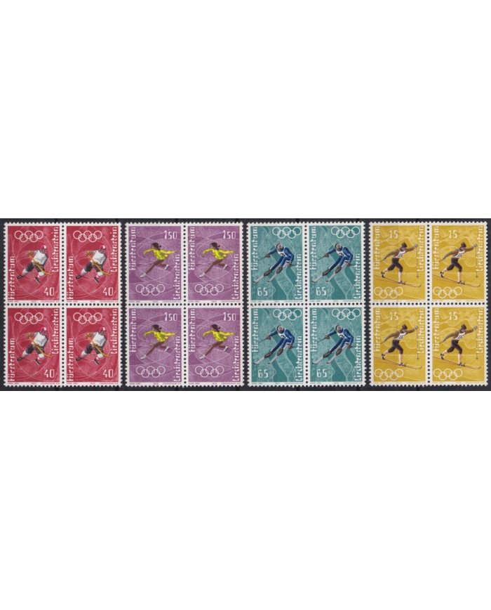 F-EX47317 LIECHTENSTEIN MNH 1972 WINTER OLYMPIC GAMES SKIITING BLOCK 4.