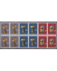 F-EX47362 LIECHTENSTEIN MNH 1973 ANTIQUE CASTLE TREASURY VESSELS CUP BLOCK 4.